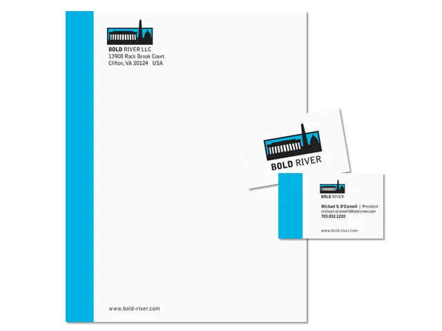 Bold River logo, letterhead and business card.